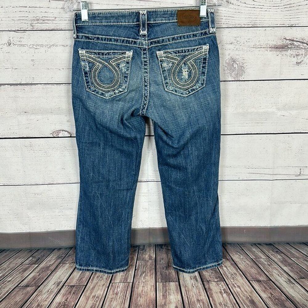 Big Star Jeans Womens 26 Blue Maddie Crop Embroidered Thick Stitch Western Rodeo